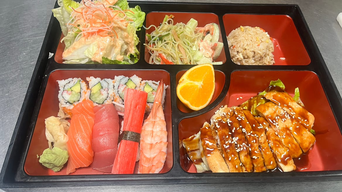 Chicken Teriyaki and Sushi Lunch Box.