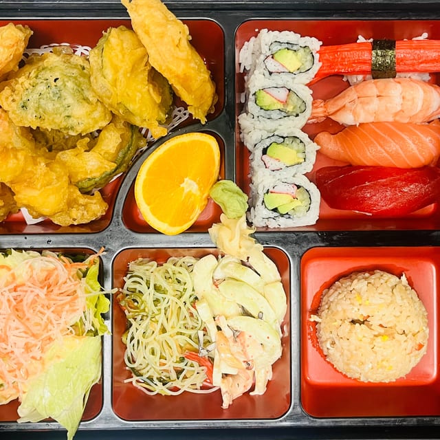 Shrimp & Veggie Tempura and Sushi.